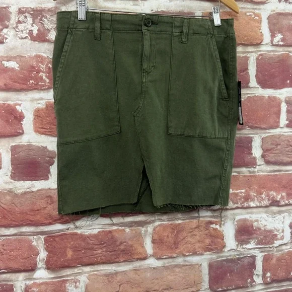 Hudson Luna Military Lulu Cargo Skirt Women's 29 Green Raw Edge Utility Casual - Picture 2 of 11